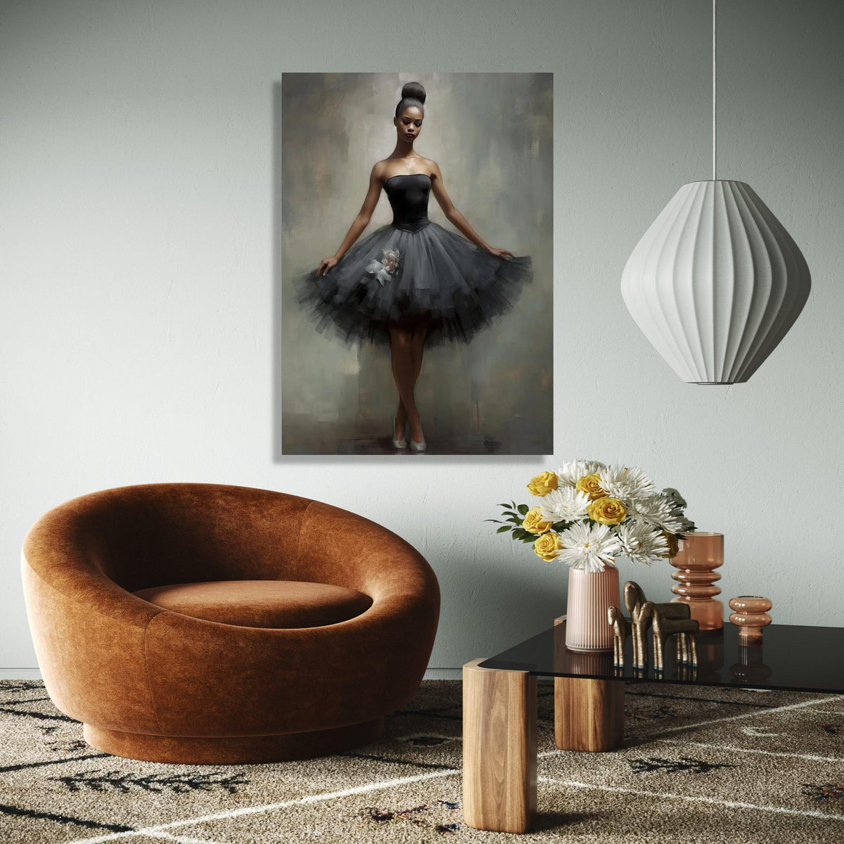 Elegant Black Ballet Dancer Canvas, Contemporary Dance Art, Graceful Ballet Wall Decor, Modern Tutu Canvas, Gift Art, Home Decor, Print