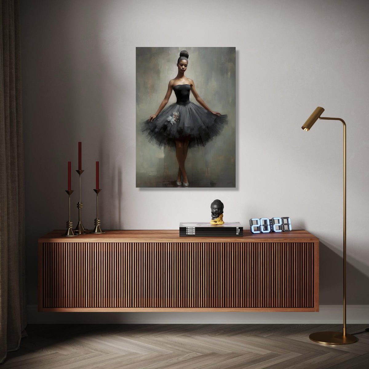 Elegant Black Ballet Dancer Canvas, Contemporary Dance Art, Graceful Ballet Wall Decor, Modern Tutu Canvas, Gift Art, Home Decor, Print