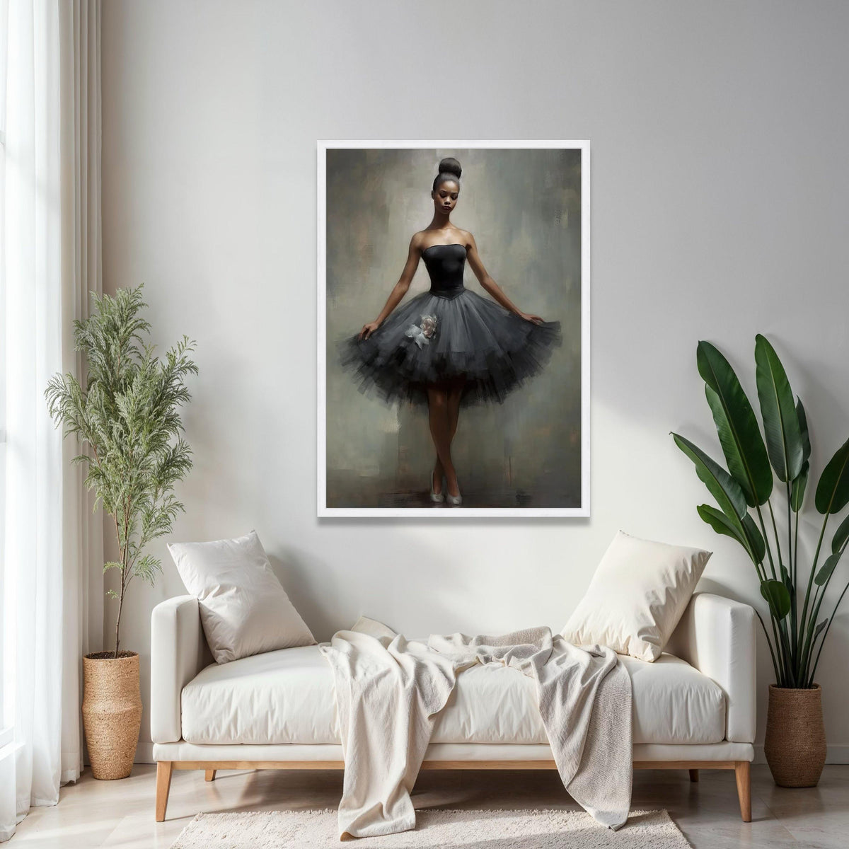 Elegant Black Ballet Dancer Canvas, Contemporary Dance Art, Graceful Ballet Wall Decor, Modern Tutu Canvas, Gift Art, Home Decor, Print