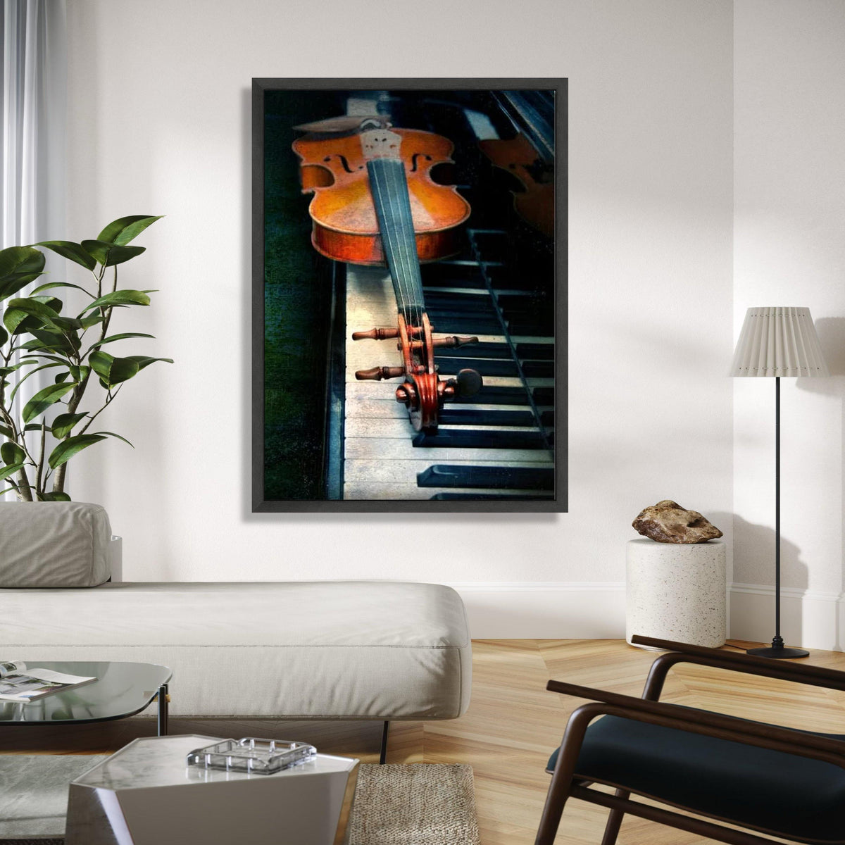 Vintage Violin on Piano Keys Canvas, Musical Instrument Wall Art, Classical Music Decor, String and Keyboard Gift Art, Home Decor, Print