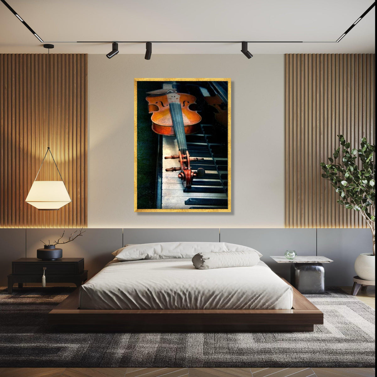 Vintage Violin on Piano Keys Canvas, Musical Instrument Wall Art, Classical Music Decor, String and Keyboard Gift Art, Home Decor, Print