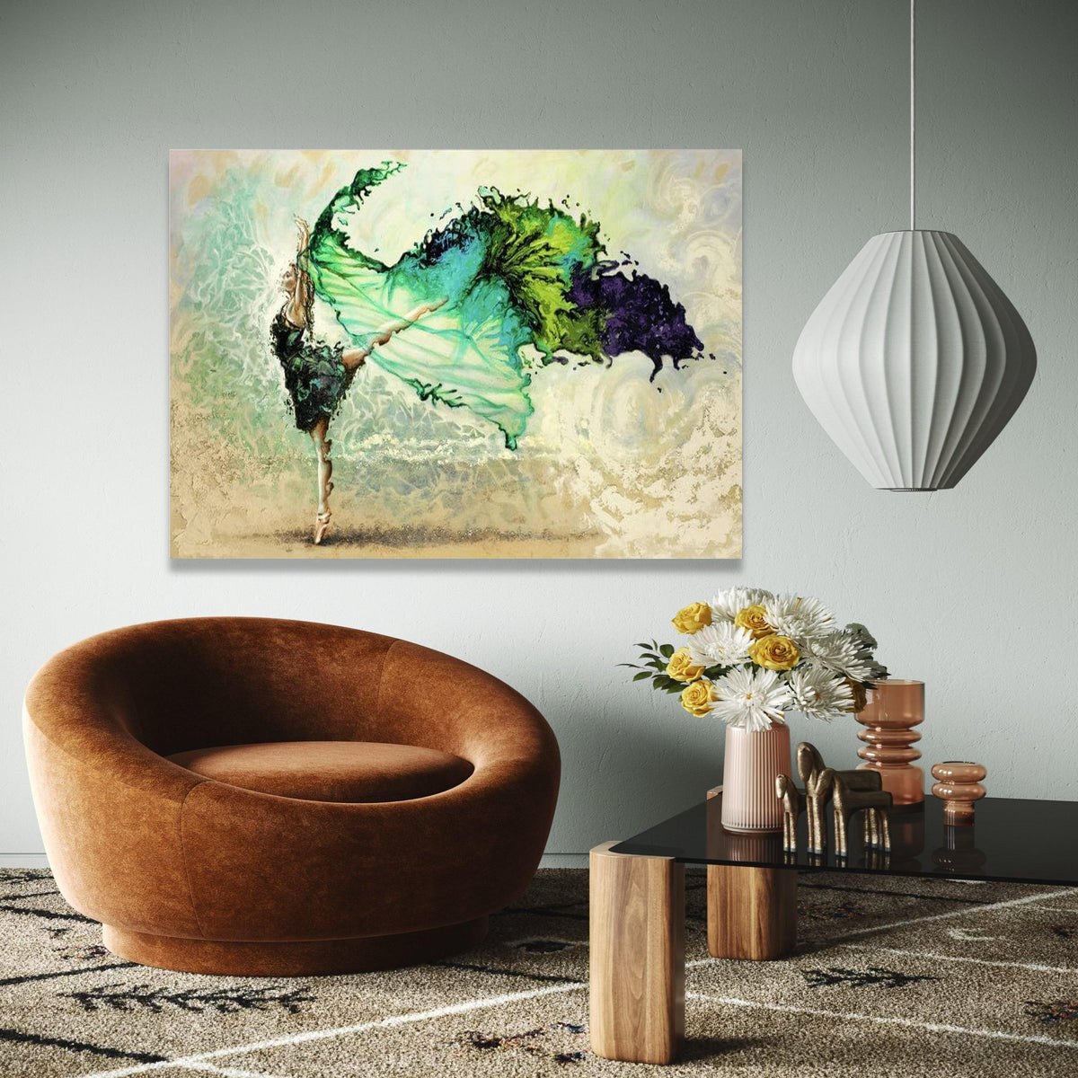 Abstract Ballerina Dance Canvas, Modern Ballet Wall Art, Colorful Movement Painting, Contemporary Dance Decor, Gift Art, Home Decor, Print