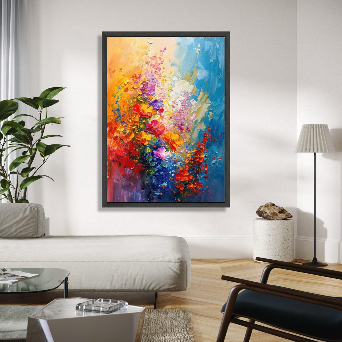 Vibrant Floral Explosion Canvas, Abstract Flower Wall Art, Colorful Garden Canvas, Impressionist Painting, Home Gift Art, Home Decor, Print
