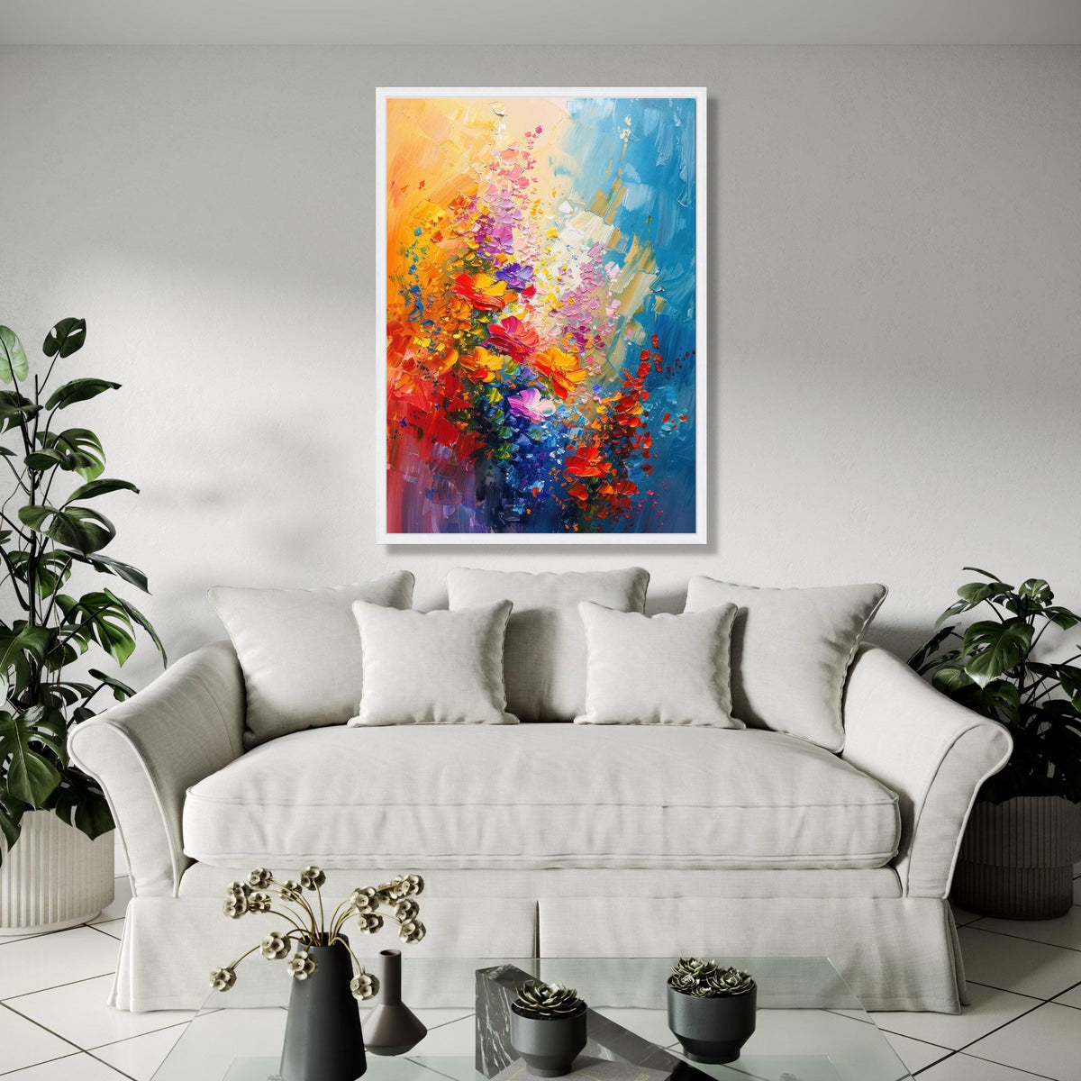 Vibrant Floral Explosion Canvas, Abstract Flower Wall Art, Colorful Garden Canvas, Impressionist Painting, Home Gift Art, Home Decor, Print