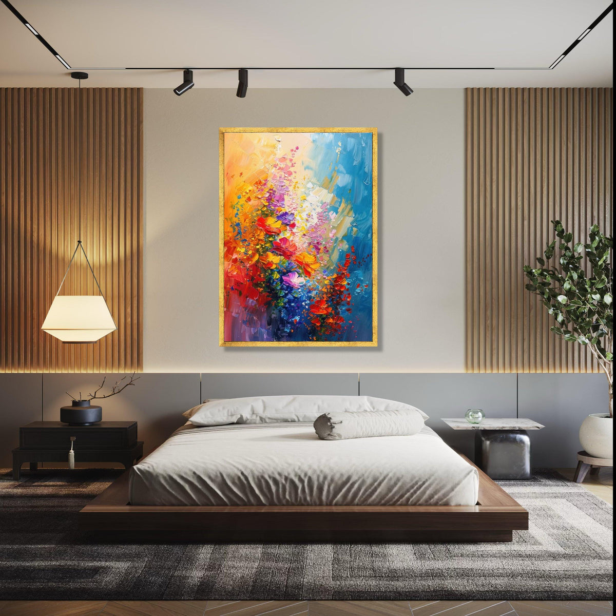Vibrant Floral Explosion Canvas, Abstract Flower Wall Art, Colorful Garden Canvas, Impressionist Painting, Home Gift Art, Home Decor, Print