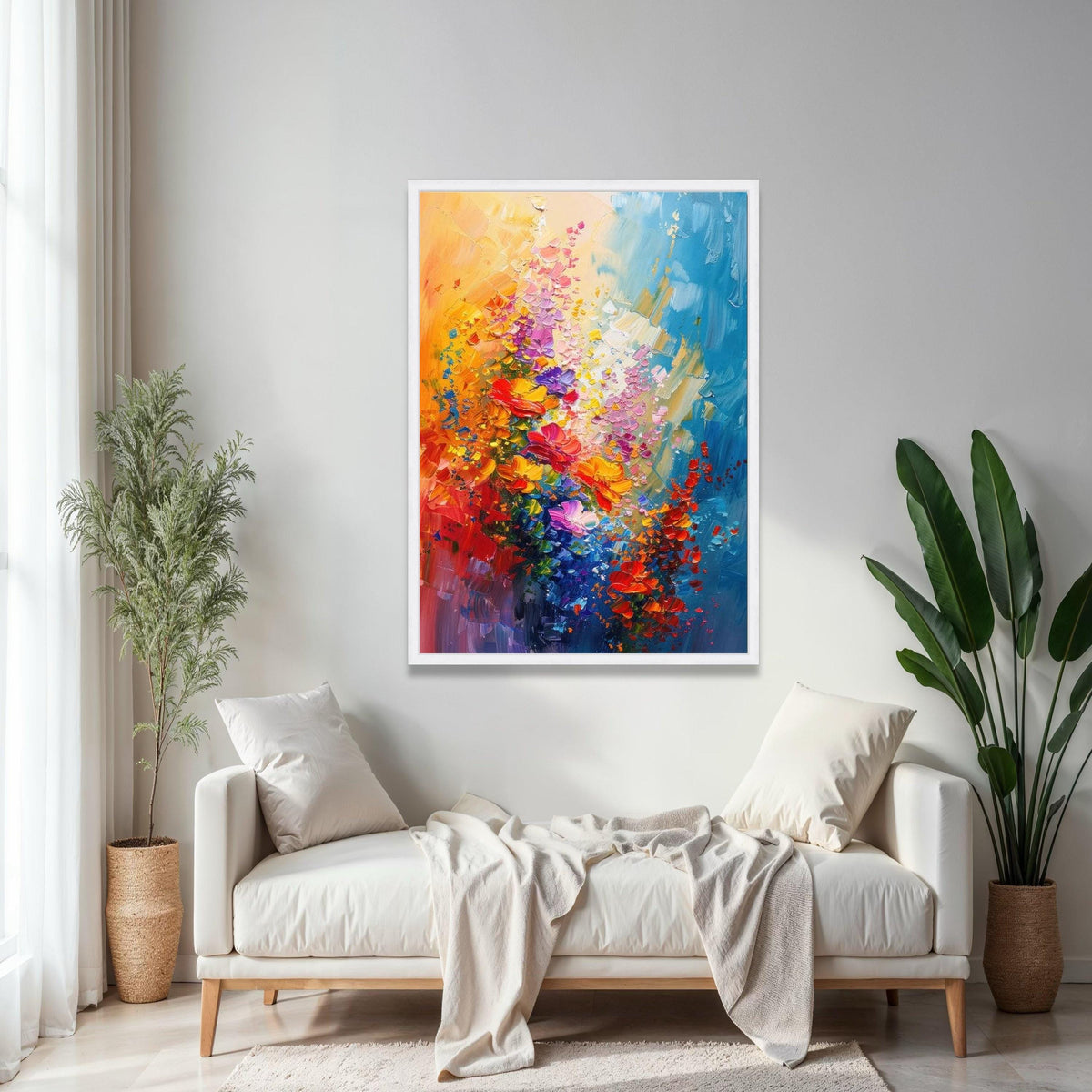 Vibrant Floral Explosion Canvas, Abstract Flower Wall Art, Colorful Garden Canvas, Impressionist Painting, Home Gift Art, Home Decor, Print