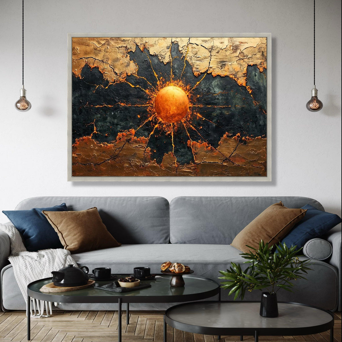 Abstract Sunburst Canvas Wall Art, Gold and Black Painting, Modern Home Decor, Metallic Accent Canvas, Ready to Gift Art, Home Decor, Print
