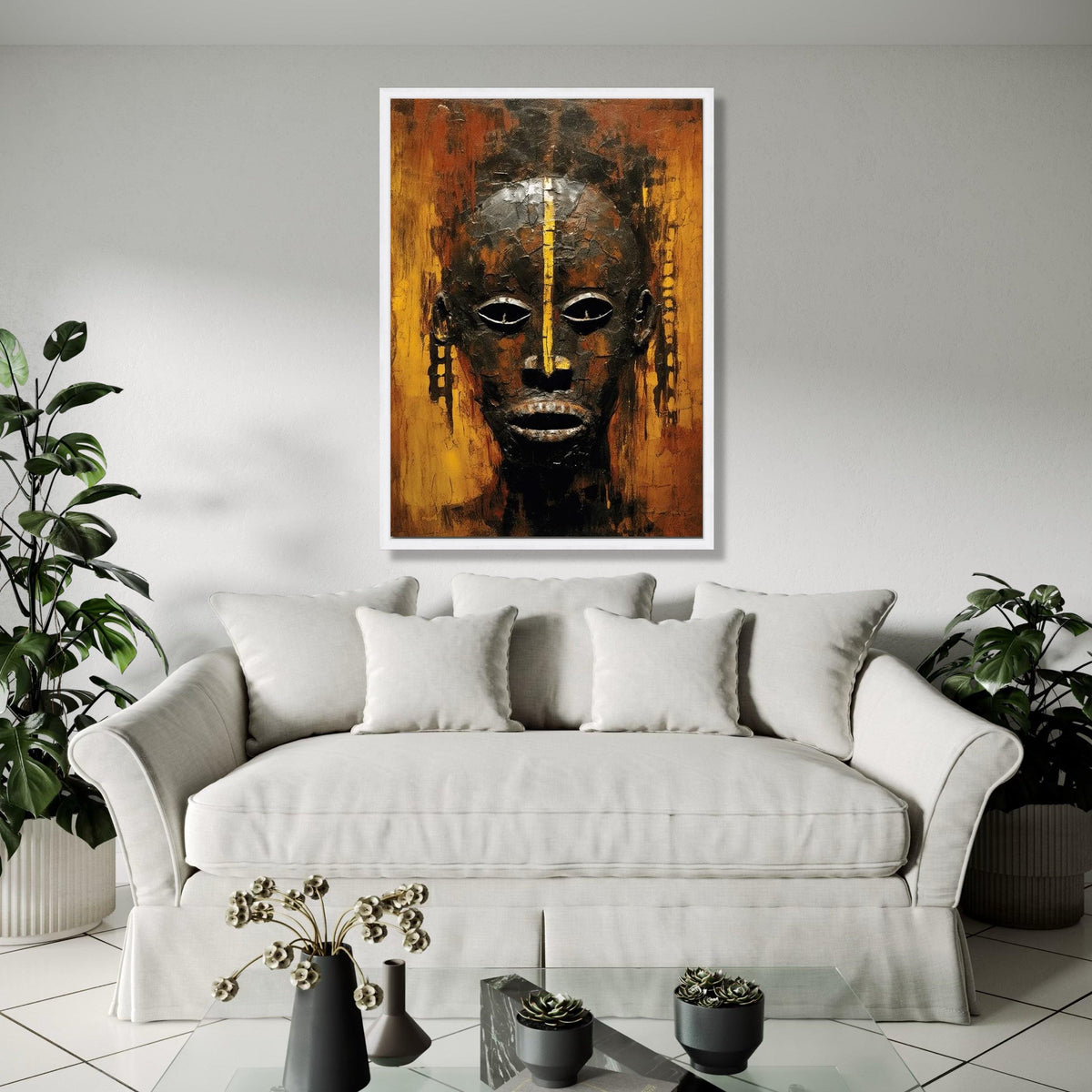 African Tribal Mask Canvas Wall Art, Abstract Ethnic Face Painting, Cultural Home Decor, Modern Rustic Canvas, Gift Art, Home Decor, Print