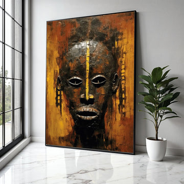 African Tribal Mask Canvas Wall Art, Abstract Ethnic Face Painting, Cultural Home Decor, Modern Rustic Canvas, Gift Art, Home Decor, Print
