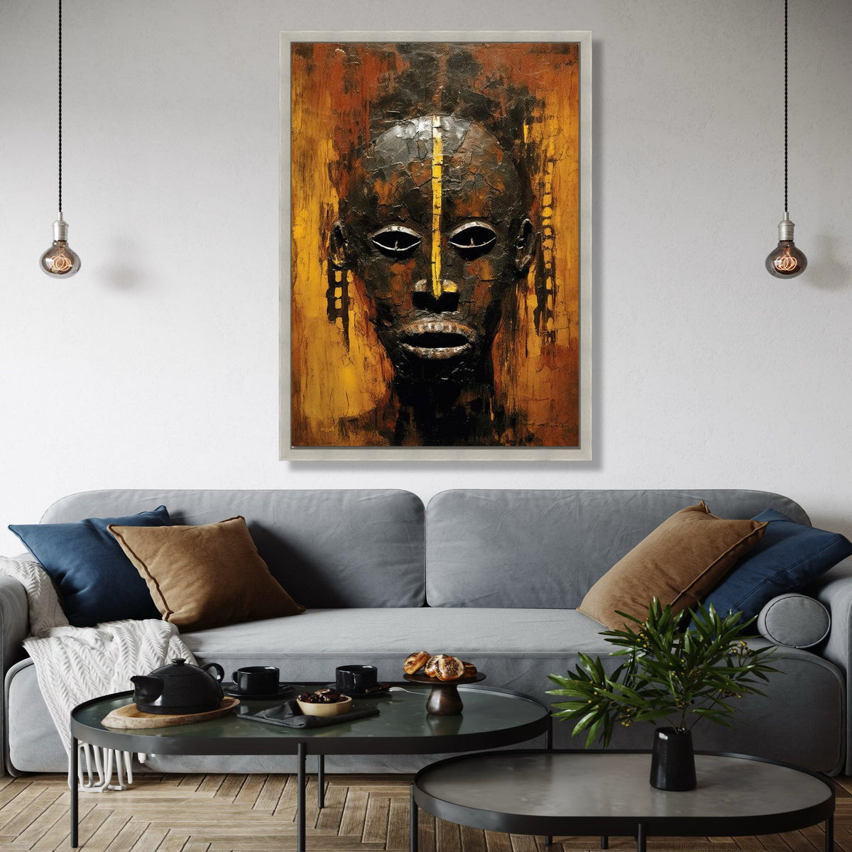 African Tribal Mask Canvas Wall Art, Abstract Ethnic Face Painting, Cultural Home Decor, Modern Rustic Canvas, Gift Art, Home Decor, Print