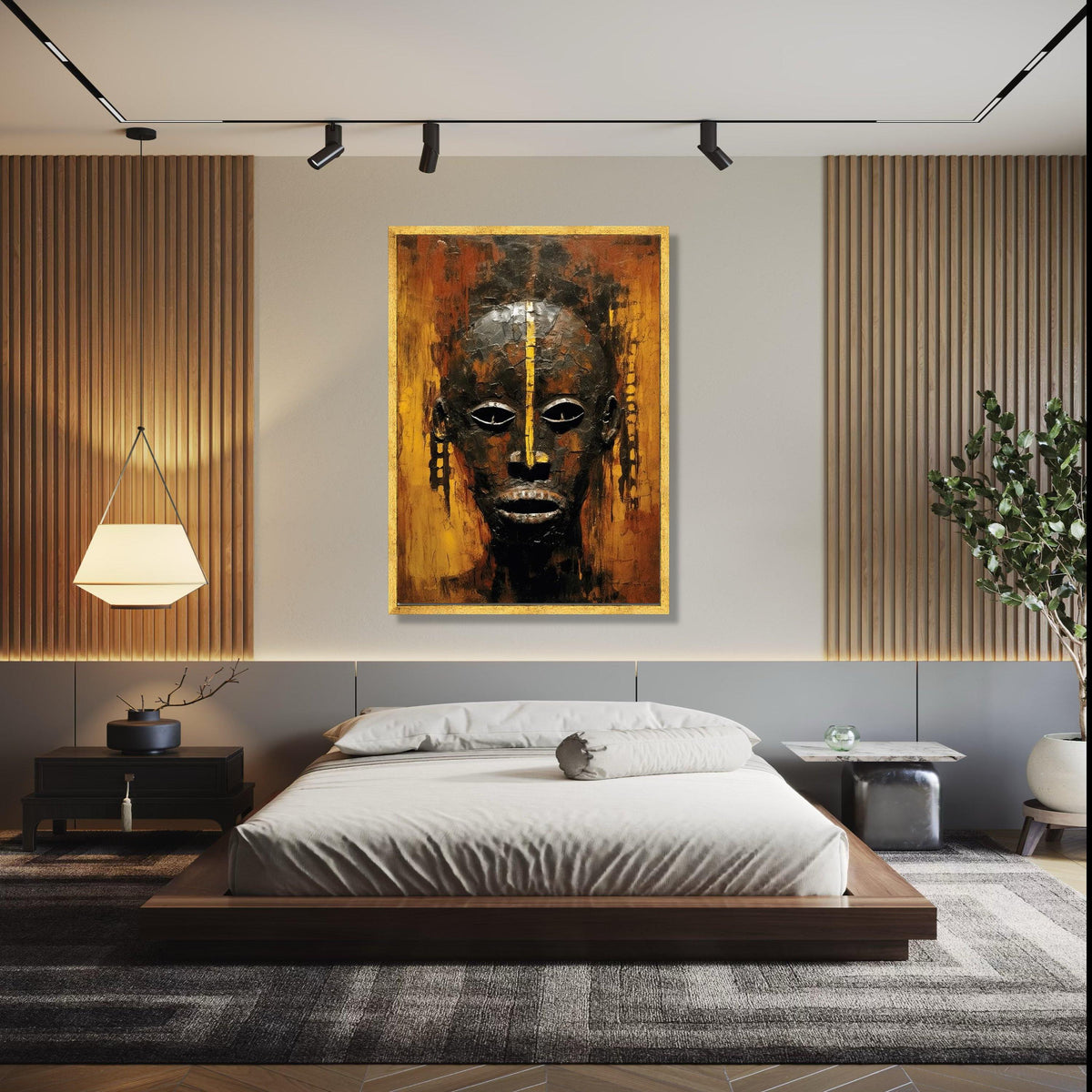 African Tribal Mask Canvas Wall Art, Abstract Ethnic Face Painting, Cultural Home Decor, Modern Rustic Canvas, Gift Art, Home Decor, Print