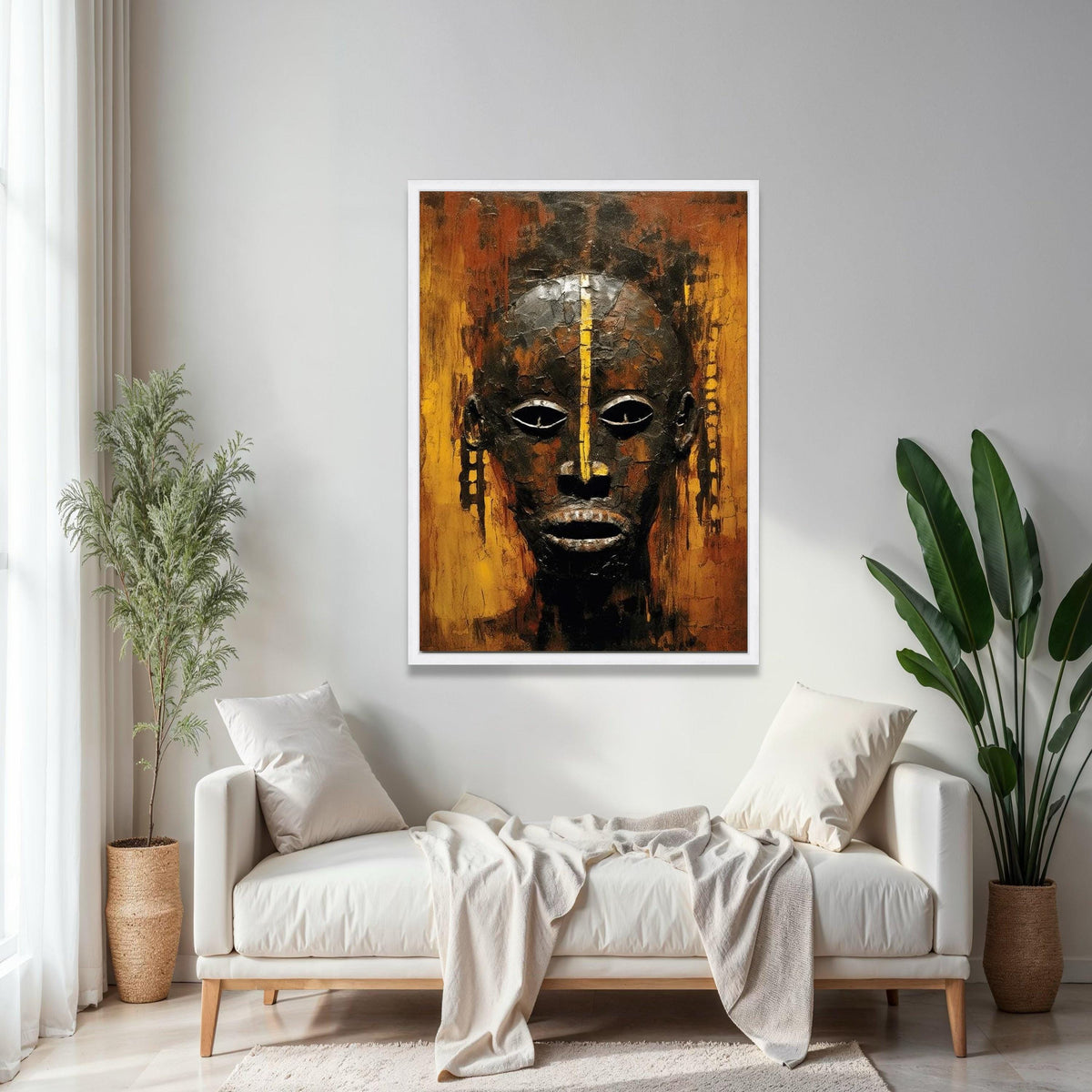 African Tribal Mask Canvas Wall Art, Abstract Ethnic Face Painting, Cultural Home Decor, Modern Rustic Canvas, Gift Art, Home Decor, Print