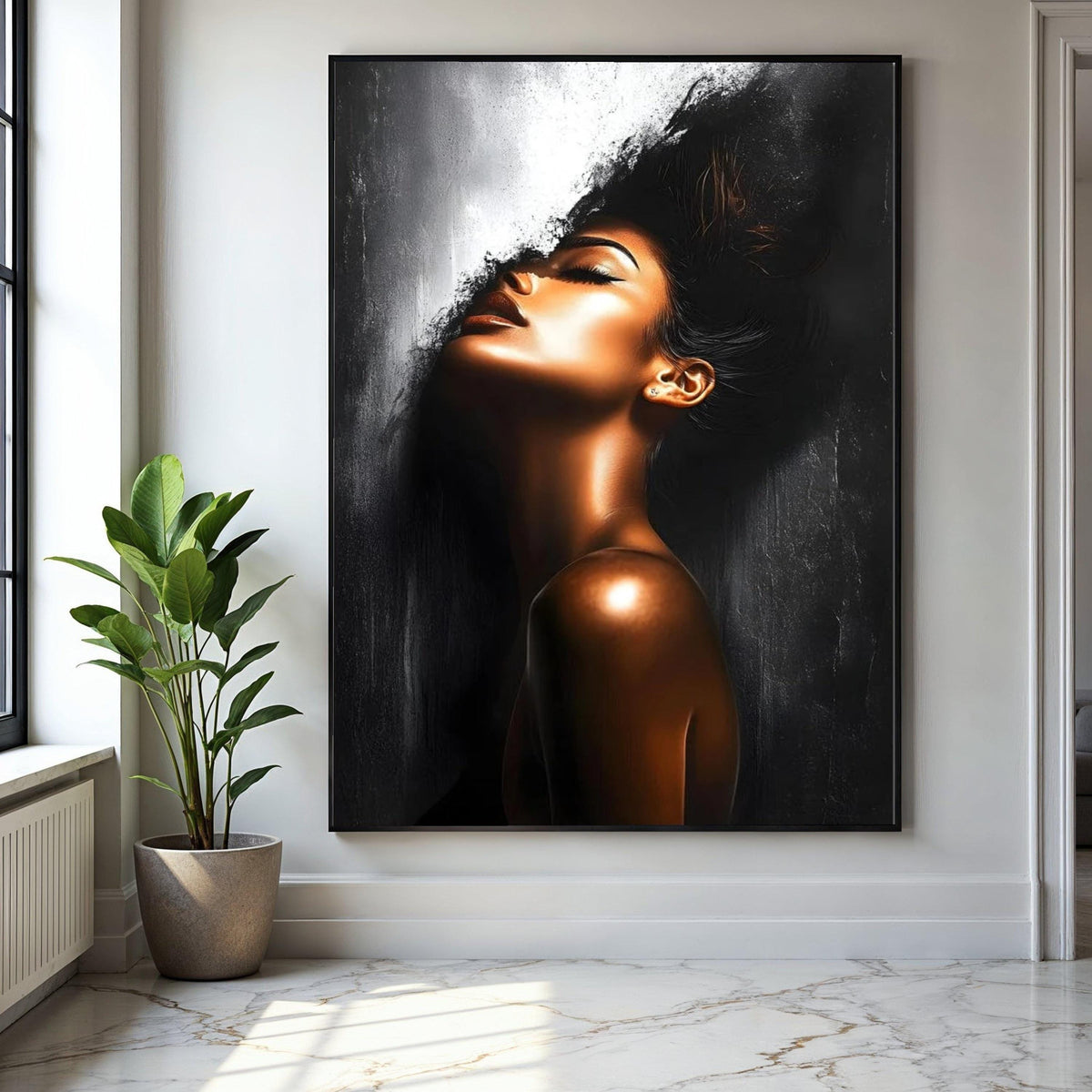 Elegant Woman Portrait Canvas, Modern Abstract Female Art, Glamour Wall Decor, Contemporary Canvas Wall Art, Gift Art, Home Decor, Print
