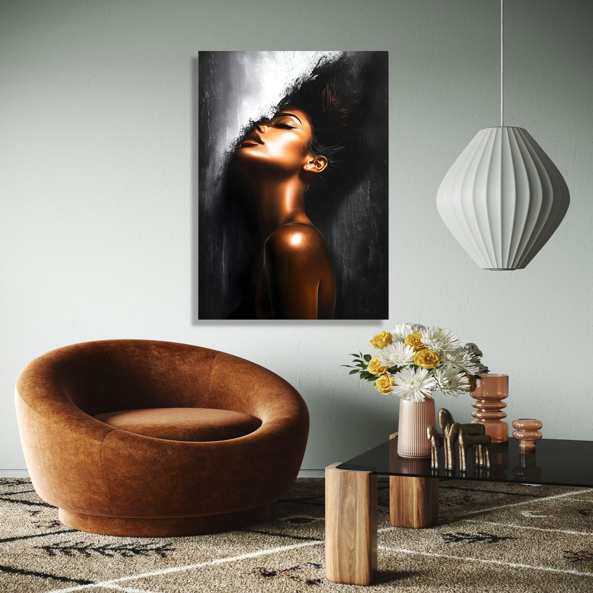 Elegant Woman Portrait Canvas, Modern Abstract Female Art, Glamour Wall Decor, Contemporary Canvas Wall Art, Gift Art, Home Decor, Print