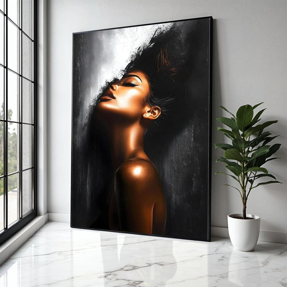 Elegant Woman Portrait Canvas, Modern Abstract Female Art, Glamour Wall Decor, Contemporary Canvas Wall Art, Gift Art, Home Decor, Print