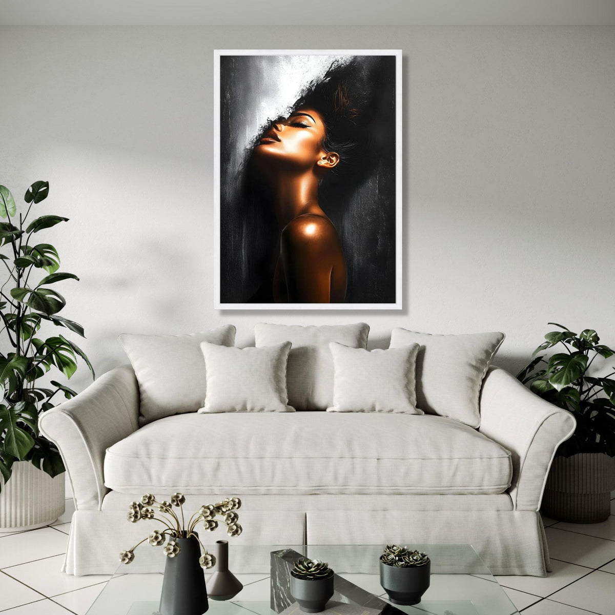 Elegant Woman Portrait Canvas, Modern Abstract Female Art, Glamour Wall Decor, Contemporary Canvas Wall Art, Gift Art, Home Decor, Print