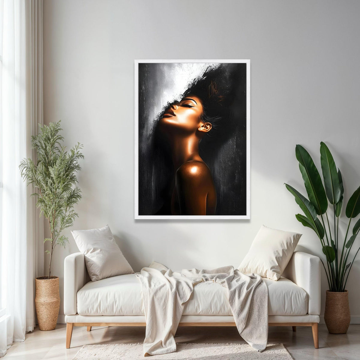 Elegant Woman Portrait Canvas, Modern Abstract Female Art, Glamour Wall Decor, Contemporary Canvas Wall Art, Gift Art, Home Decor, Print