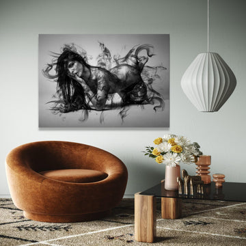 Mystical Smoke Silhouette Canvas, Abstract Woman Art, Black and White Wall Decor, Modern Home Decoration, Gift Art, Home Decor, Print