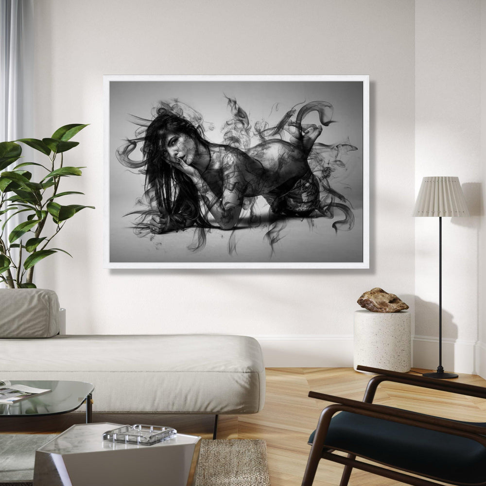 Mystical Smoke Silhouette Canvas, Abstract Woman Art, Black and White Wall Decor, Modern Home Decoration, Gift Art, Home Decor, Print