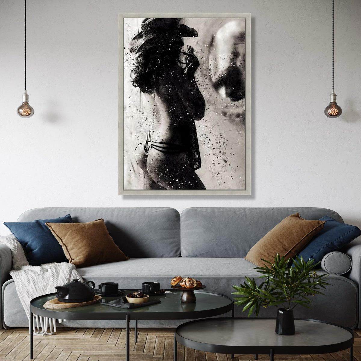 Artistic Female Silhouette Canvas, Black and White Nude Wall Art, Modern Abstract Canvas, Sensual Home Decor, Gift Art, Home Decor, Print