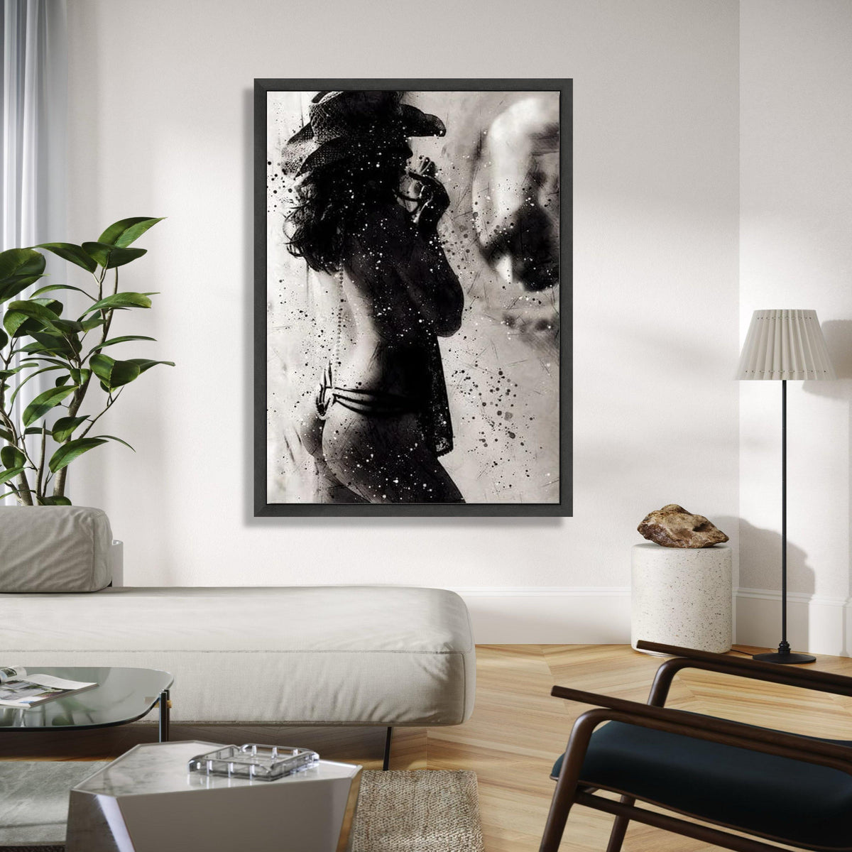 Artistic Female Silhouette Canvas, Black and White Nude Wall Art, Modern Abstract Canvas, Sensual Home Decor, Gift Art, Home Decor, Print