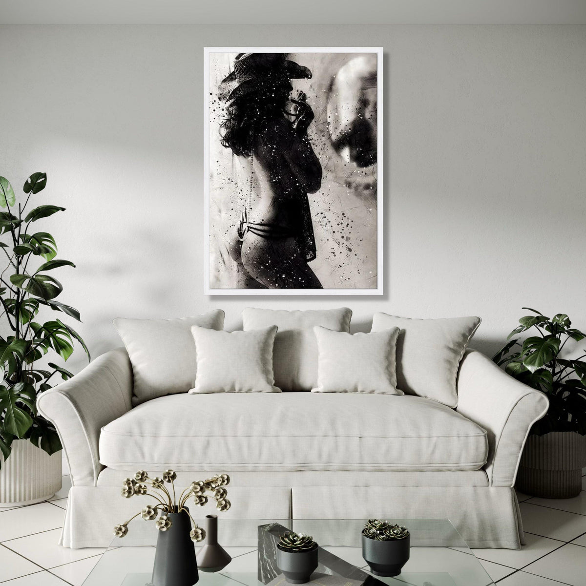 Artistic Female Silhouette Canvas, Black and White Nude Wall Art, Modern Abstract Canvas, Sensual Home Decor, Gift Art, Home Decor, Print