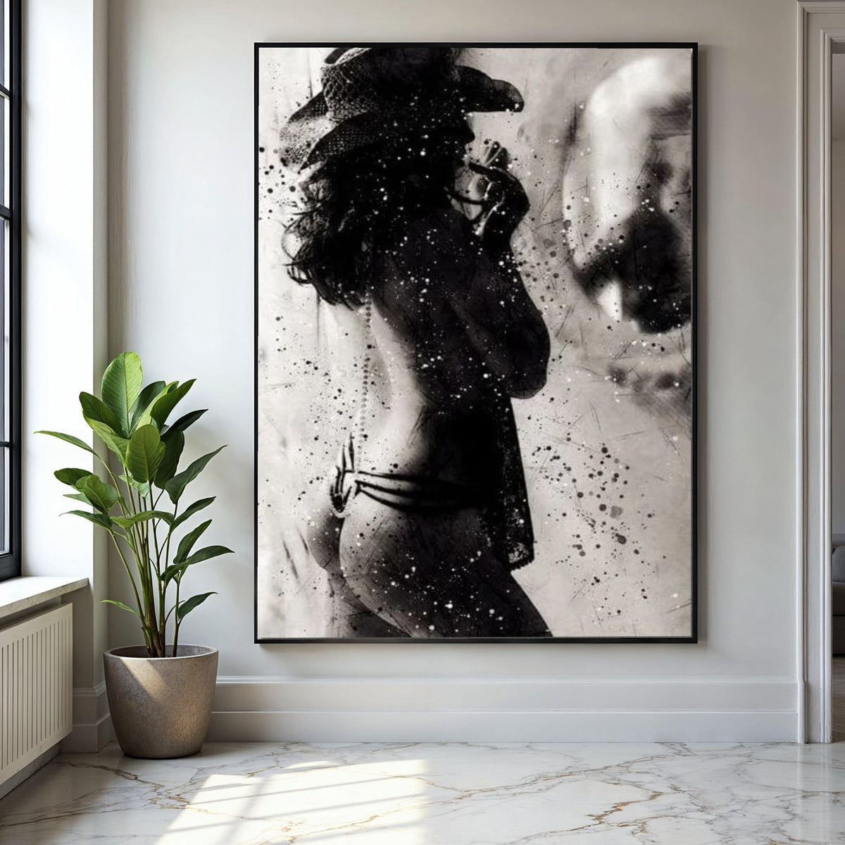 Artistic Female Silhouette Canvas, Black and White Nude Wall Art, Modern Abstract Canvas, Sensual Home Decor, Gift Art, Home Decor, Print
