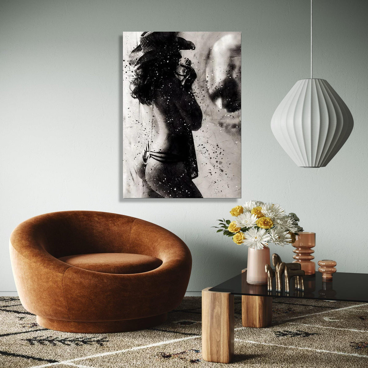 Artistic Female Silhouette Canvas, Black and White Nude Wall Art, Modern Abstract Canvas, Sensual Home Decor, Gift Art, Home Decor, Print