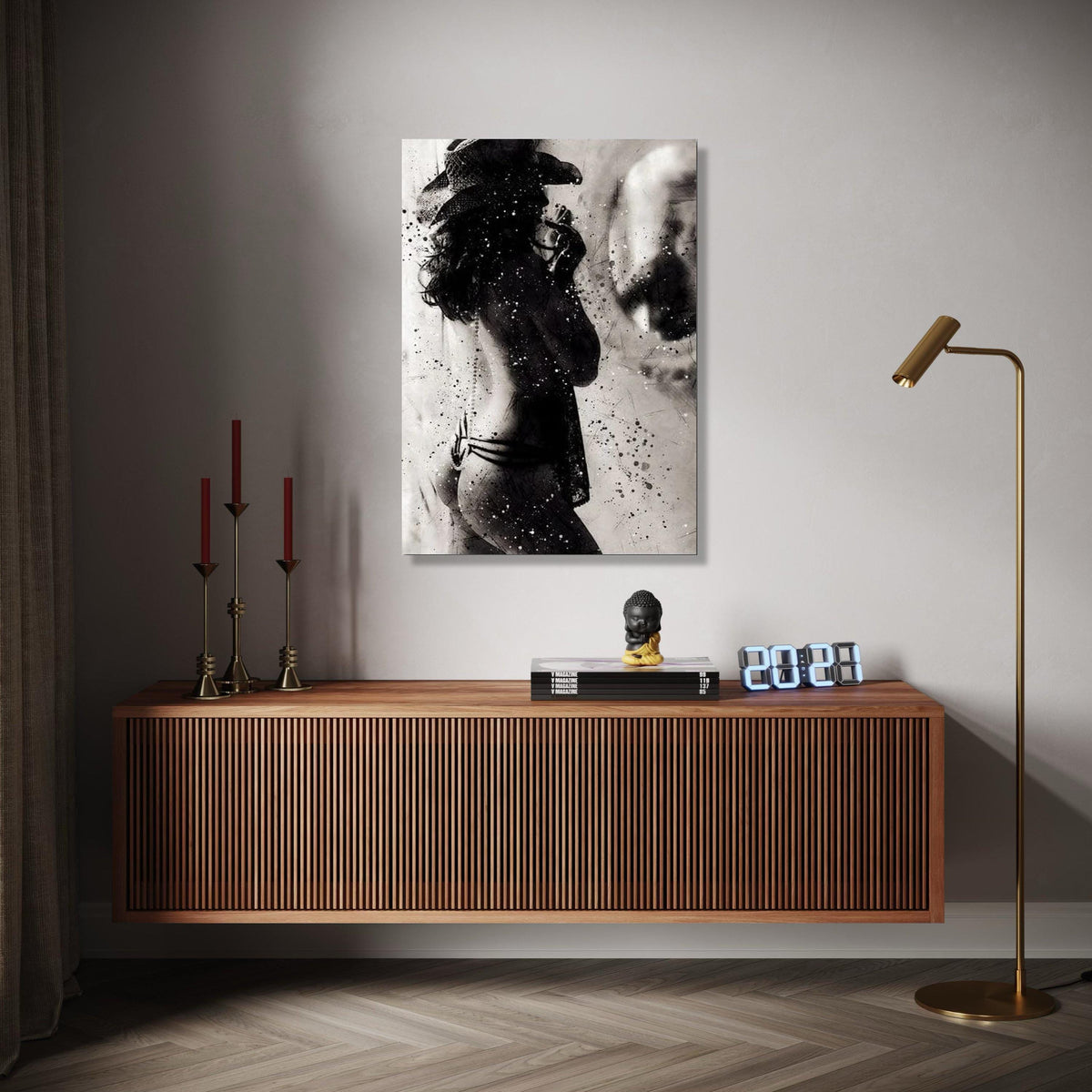 Artistic Female Silhouette Canvas, Black and White Nude Wall Art, Modern Abstract Canvas, Sensual Home Decor, Gift Art, Home Decor, Print