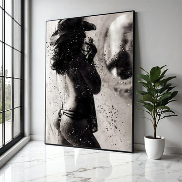 Artistic Female Silhouette Canvas, Black and White Nude Wall Art, Modern Abstract Canvas, Sensual Home Decor, Gift Art, Home Decor, Print