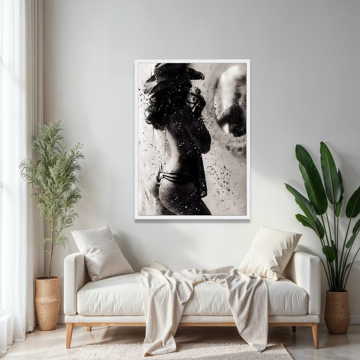 Artistic Female Silhouette Canvas, Black and White Nude Wall Art, Modern Abstract Canvas, Sensual Home Decor, Gift Art, Home Decor, Print