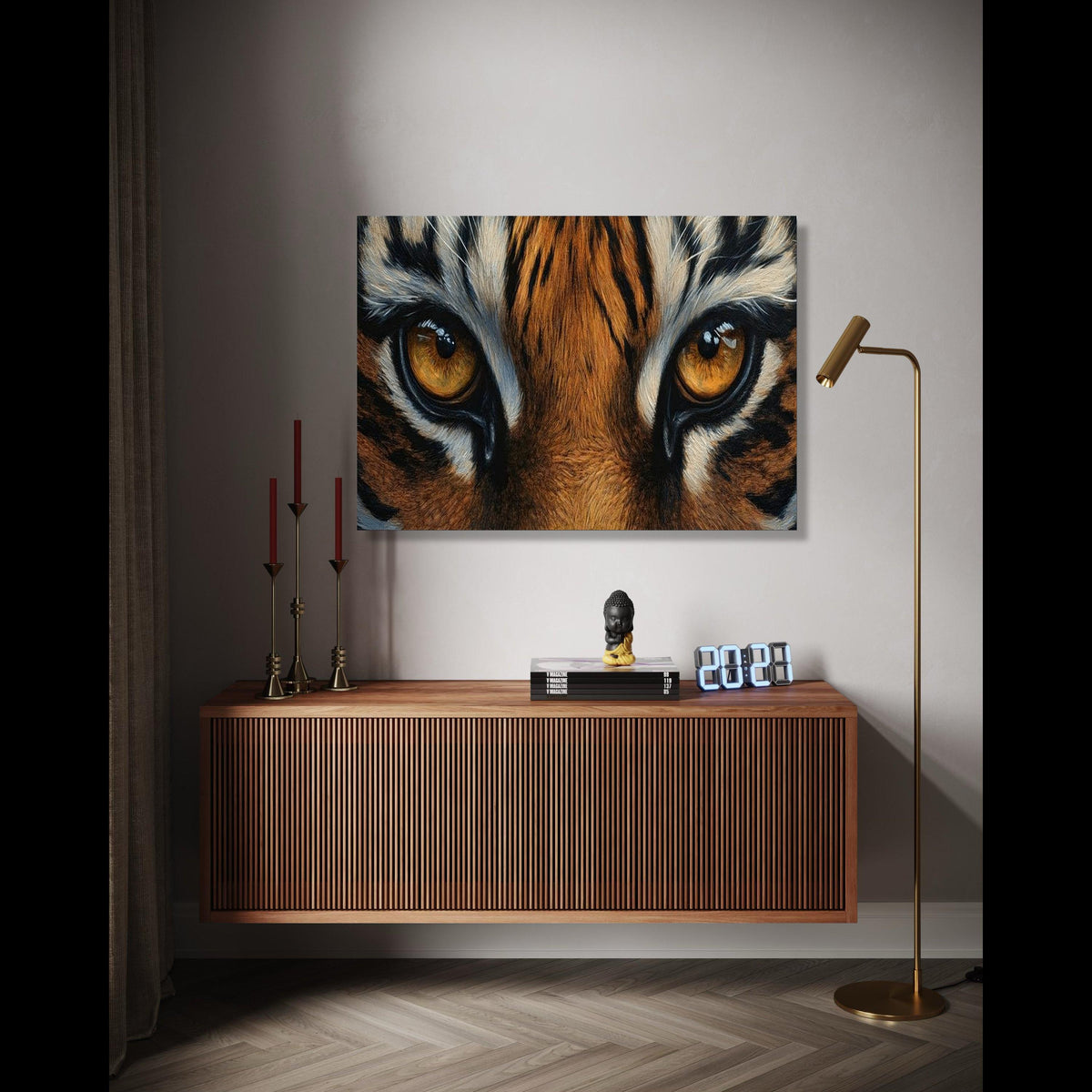 Majestic Tiger Eyes Canvas, Wildlife Animal Wall Art, Close-Up Tiger Face Art, Fierce Animal Print Decor, Safari Gift Art, Home Decor, Print