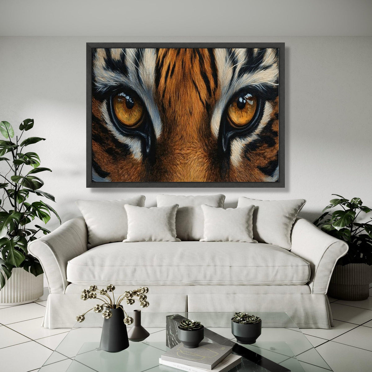 Majestic Tiger Eyes Canvas, Wildlife Animal Wall Art, Close-Up Tiger Face Art, Fierce Animal Print Decor, Safari Gift Art, Home Decor, Print