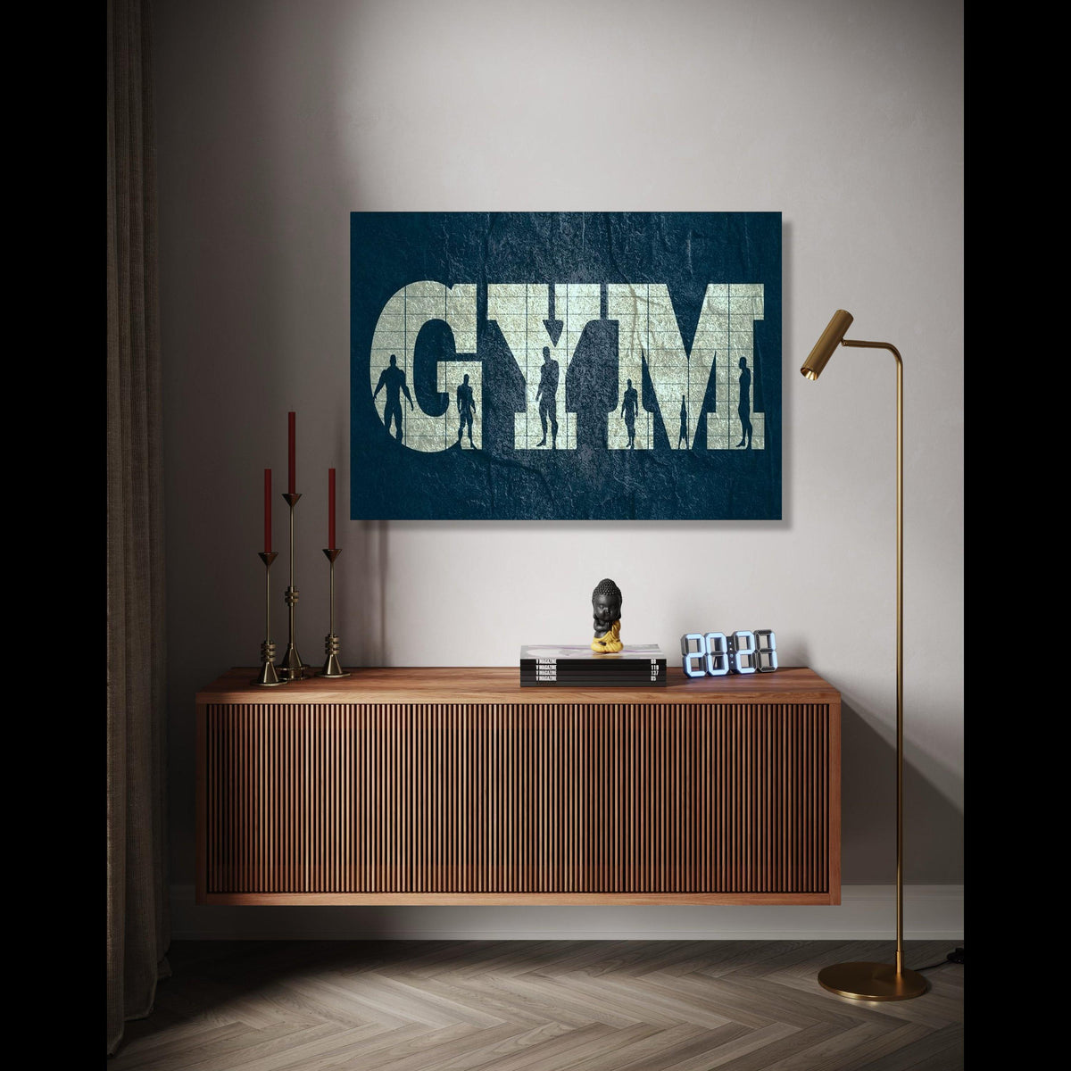 Gym Motivation Canvas Wall Art, Fitness Silhouette Artwork, Workout Inspiration Decor, Muscle Building Wall Gift Art, Home Decor, Print