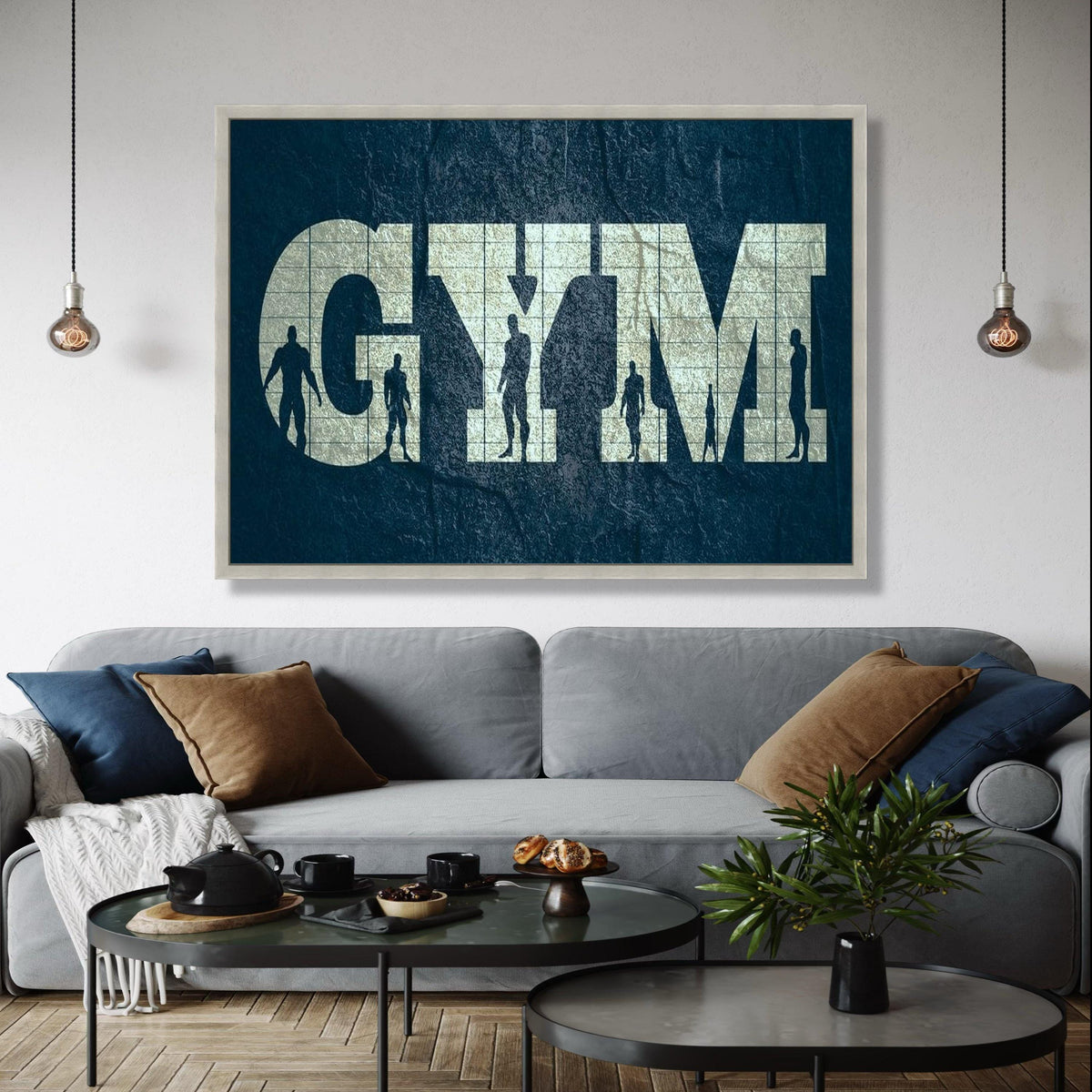 Gym Motivation Canvas Wall Art, Fitness Silhouette Artwork, Workout Inspiration Decor, Muscle Building Wall Gift Art, Home Decor, Print