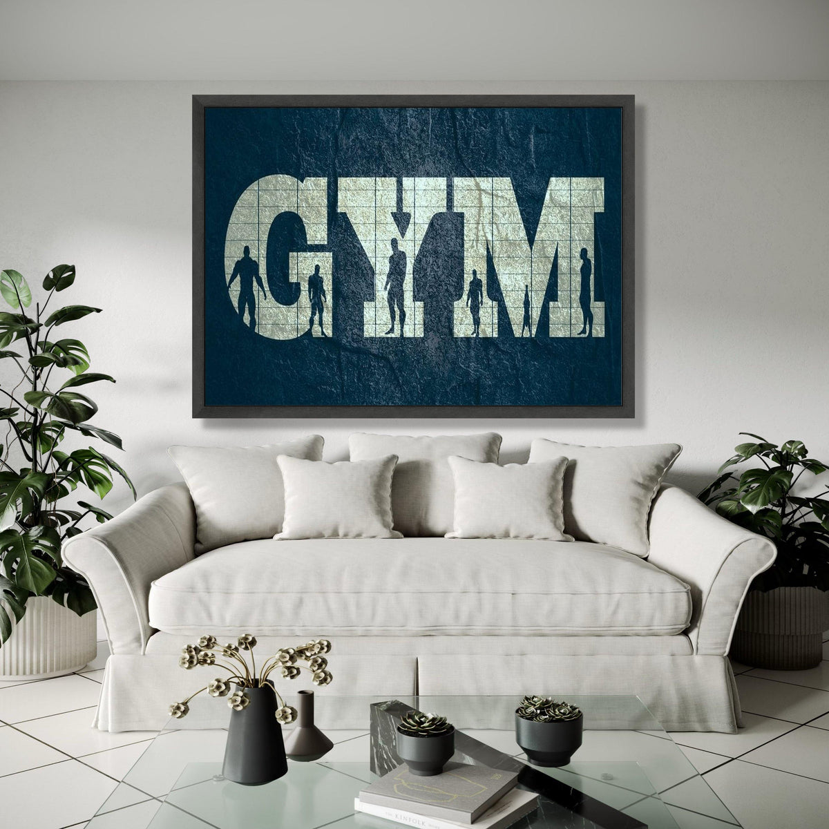 Gym Motivation Canvas Wall Art, Fitness Silhouette Artwork, Workout Inspiration Decor, Muscle Building Wall Gift Art, Home Decor, Print