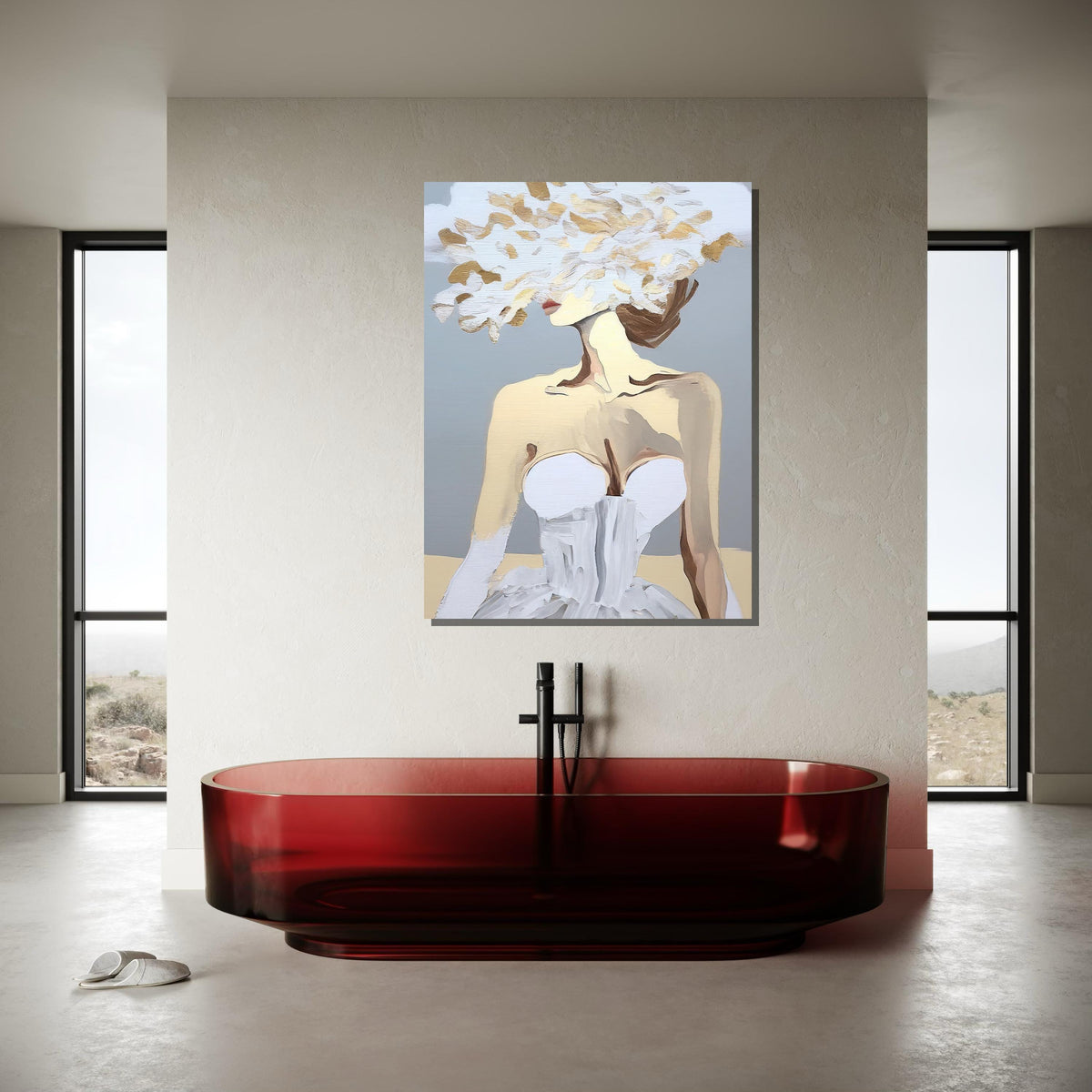 Abstract Bridal Elegance Canvas, Minimalist Modern Art, Neutral Palette Portrait, Contemporary Wall Decor,Woman Decor,Ready to Hang