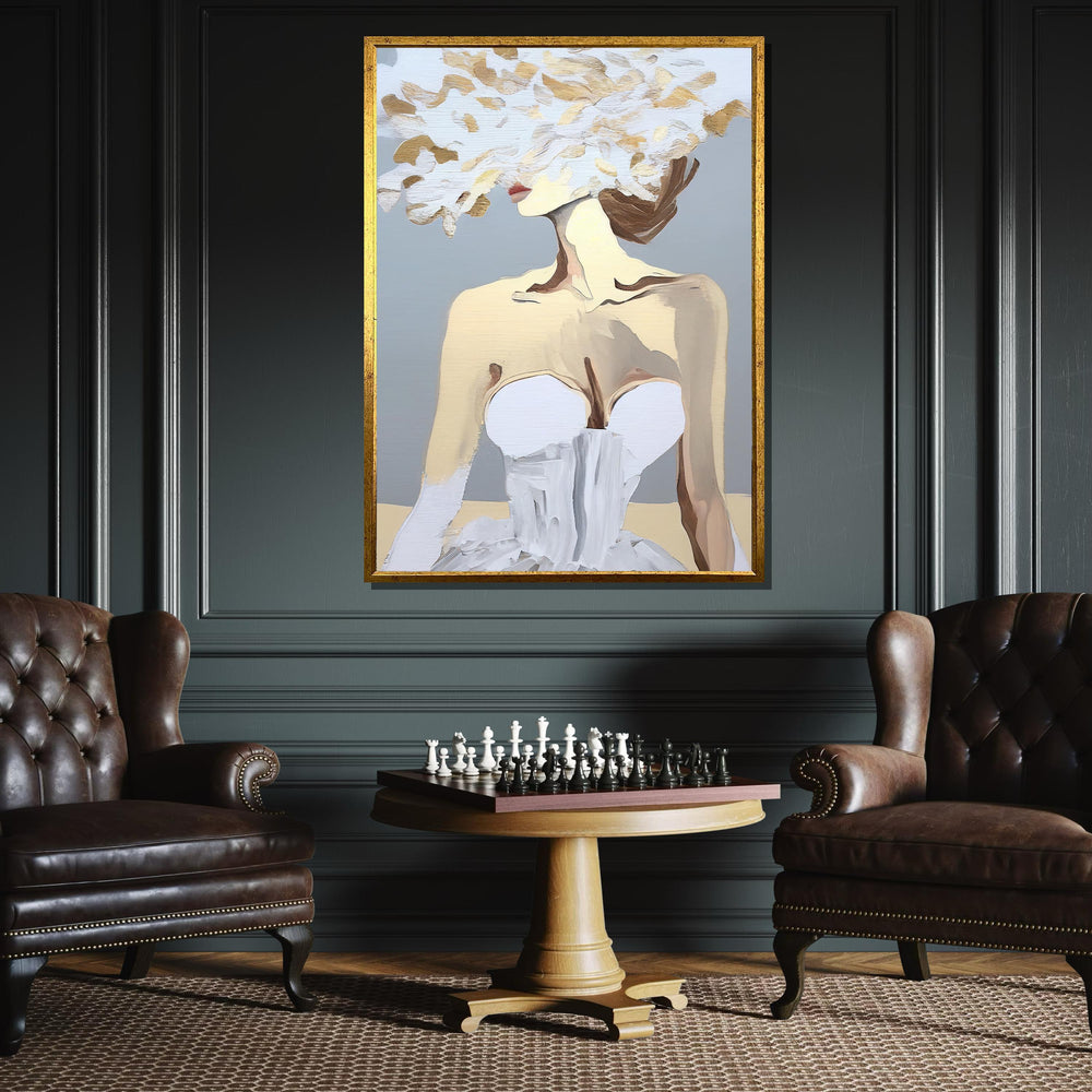Abstract Bridal Elegance Canvas, Minimalist Modern Art, Neutral Palette Portrait, Contemporary Wall Decor,Woman Decor,Ready to Hang
