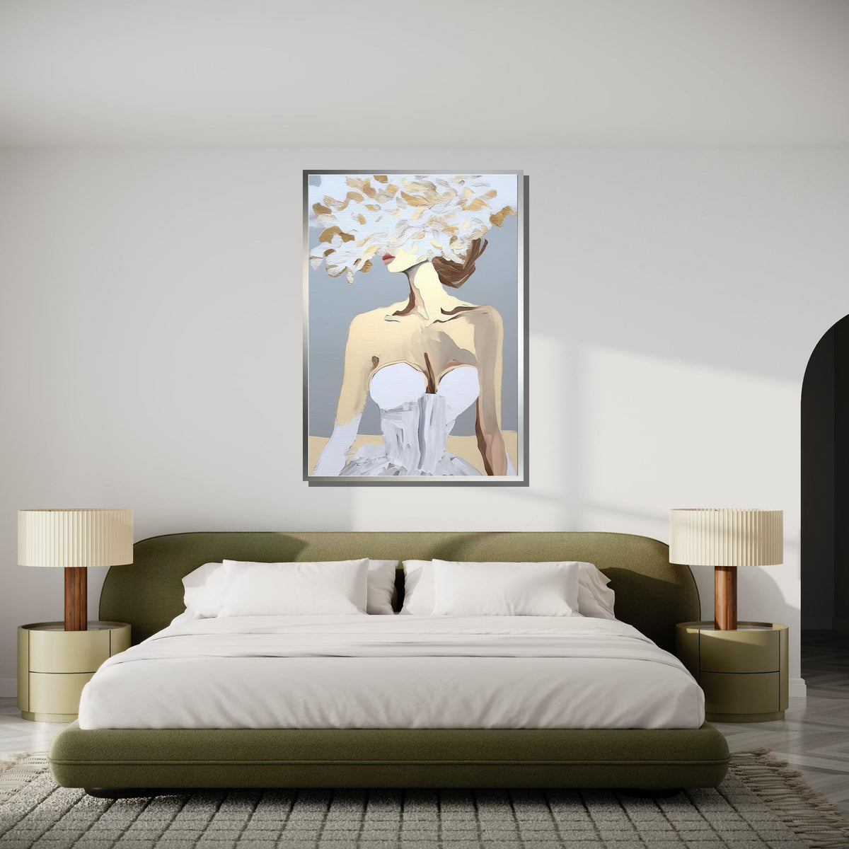 Abstract Bridal Elegance Canvas, Minimalist Modern Art, Neutral Palette Portrait, Contemporary Wall Decor,Woman Decor,Ready to Hang