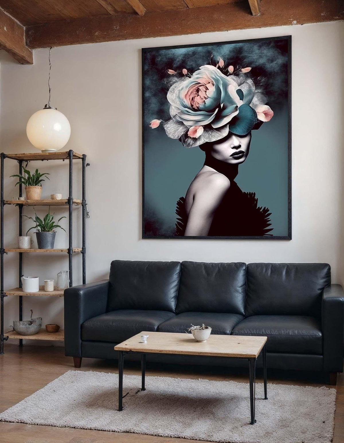 Elegant Floral Lady Canvas, Abstract Woman with Flower, Modern Feminine Wall Art, Chic Minimalist Decor,Woman Decor,Ready to Hang