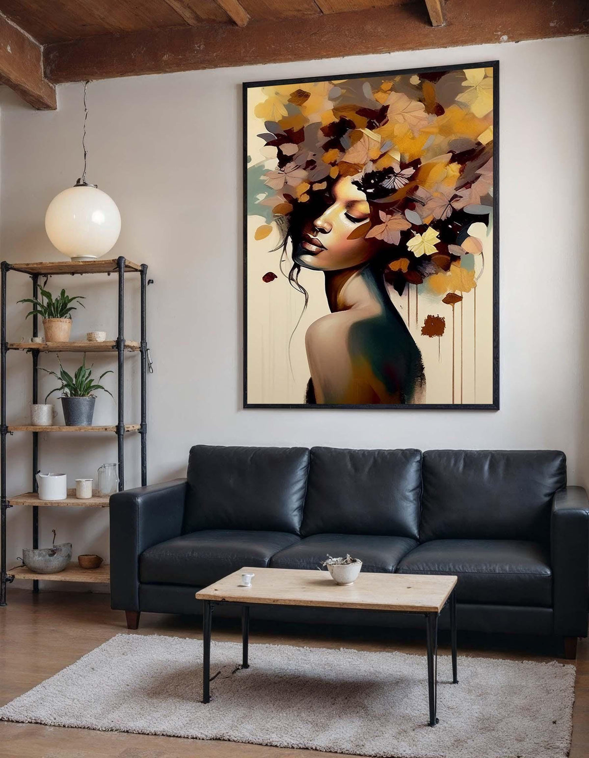 Autumn Goddess Canvas, Floral Woman Art,Flower Head Woman Wall Print, Abstract Nature Art, Modern Female Portrait,Woman Decor,Ready to Hang