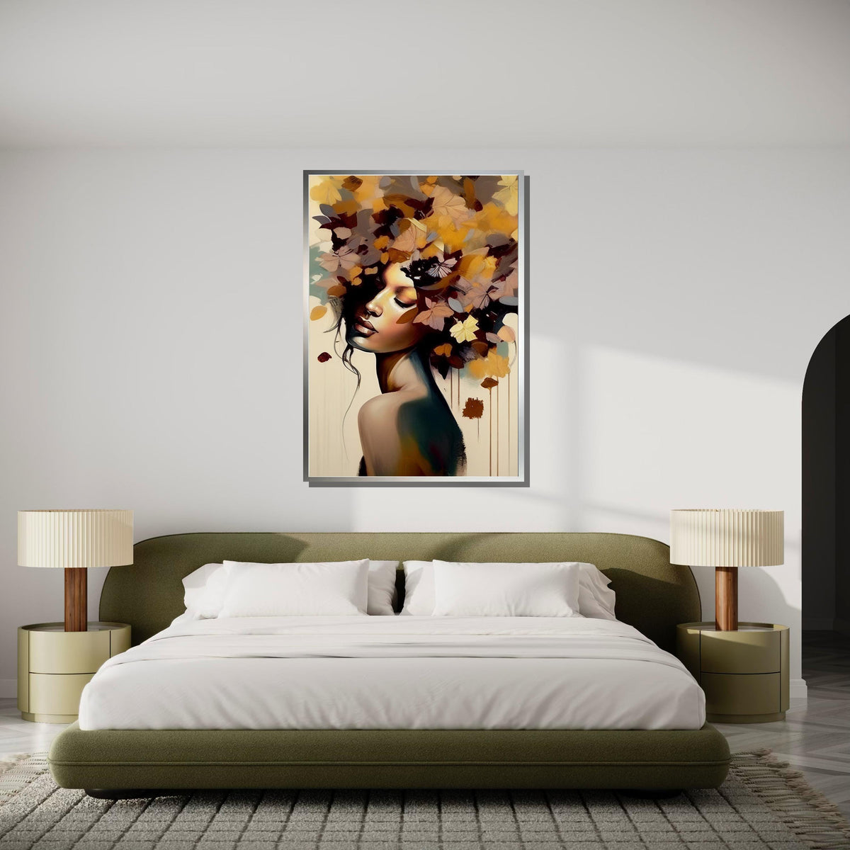 Autumn Goddess Canvas, Floral Woman Art,Flower Head Woman Wall Print, Abstract Nature Art, Modern Female Portrait,Woman Decor,Ready to Hang