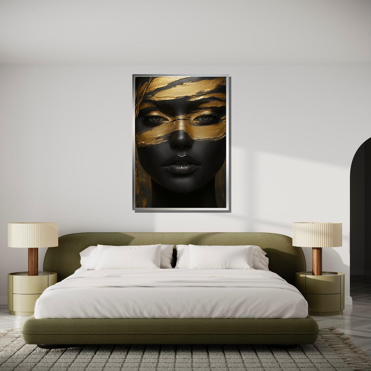Black and Gold Abstract Portrait, Luxurious Woman Canvas, Woman Glam Wall Art, Modern Art Print, Bold Statement Decor,Ready to Hang Artwork