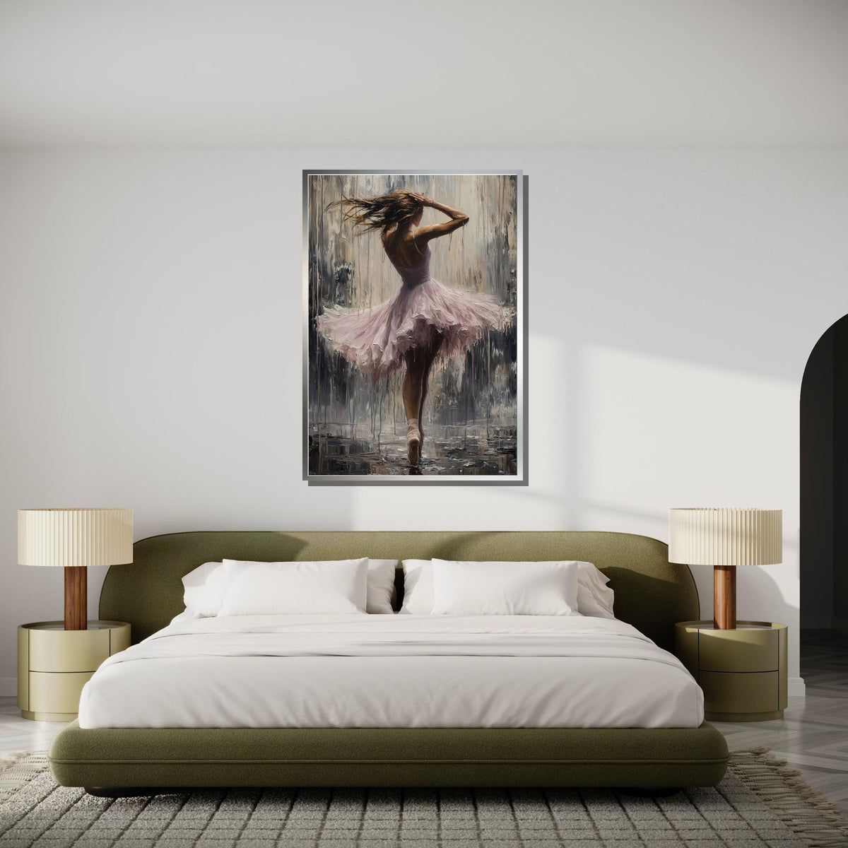 Ballerina in the Rain Canvas, Abstract Dance Art Print, Elegant Ballet Wall Decor, Impressionist Dance Artwork, Graceful Dancer Painting