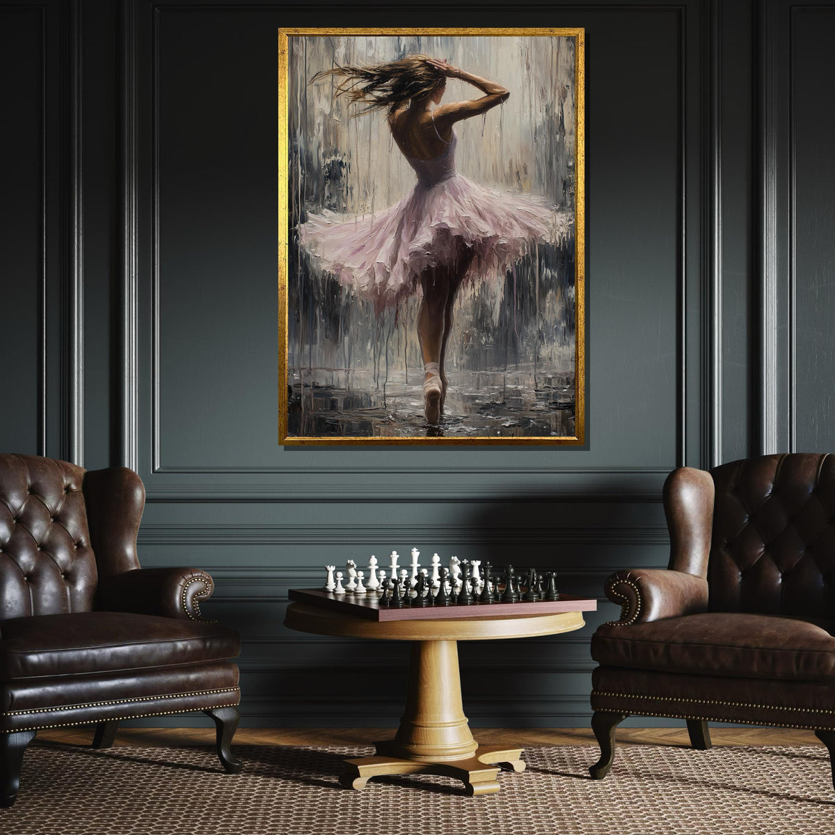 Ballerina in the Rain Canvas, Abstract Dance Art Print, Elegant Ballet Wall Decor, Impressionist Dance Artwork, Graceful Dancer Painting