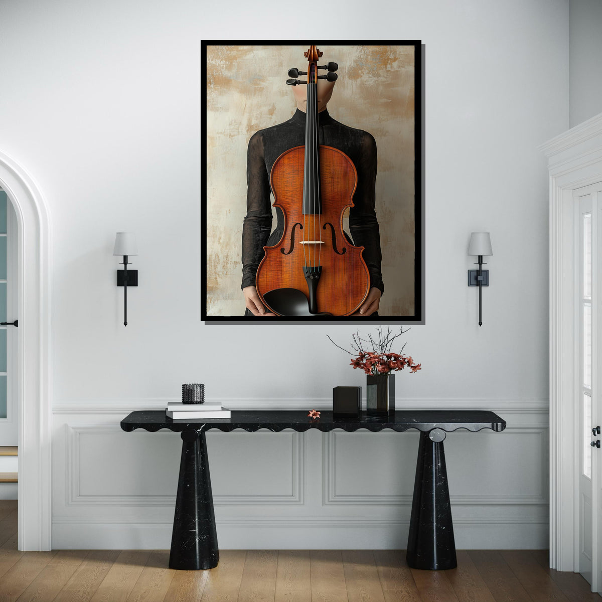 Minimalist Cello Portrait Canvas, Elegant String Instrument Art, Rustic Musical Wall Decor, Modern Musician Artwork, Cello Wall Print