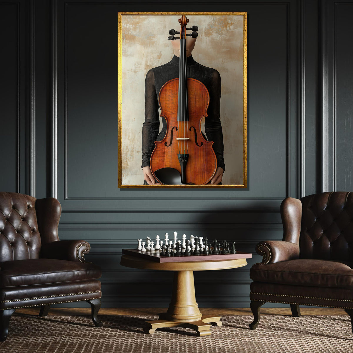 Minimalist Cello Portrait Canvas, Elegant String Instrument Art, Rustic Musical Wall Decor, Modern Musician Artwork, Cello Wall Print