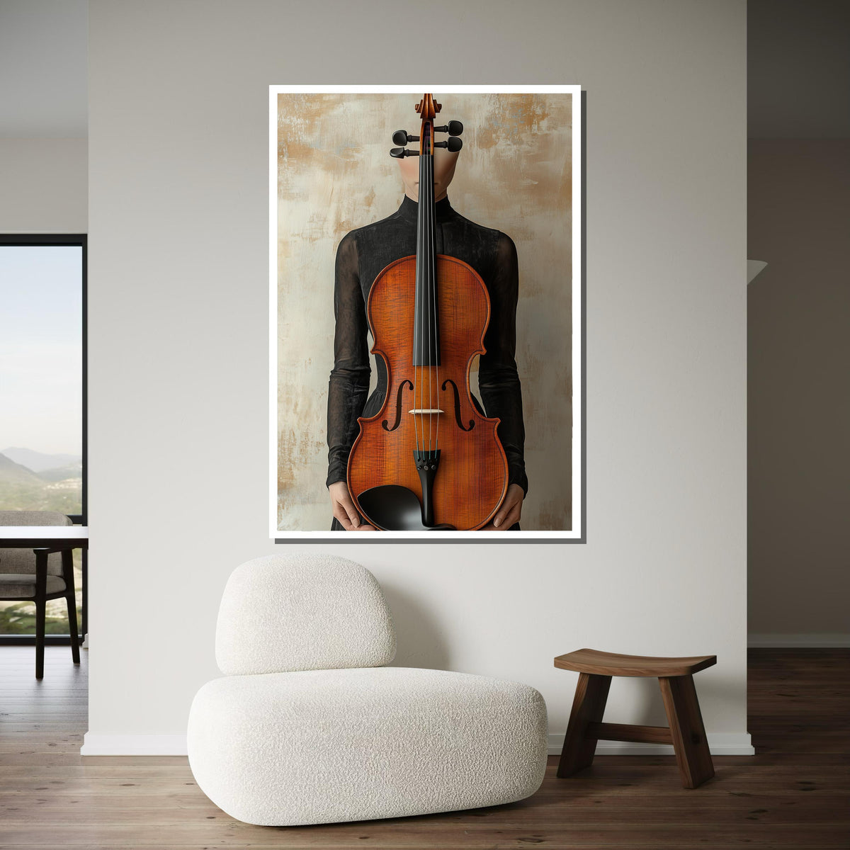 Minimalist Cello Portrait Canvas, Elegant String Instrument Art, Rustic Musical Wall Decor, Modern Musician Artwork, Cello Wall Print