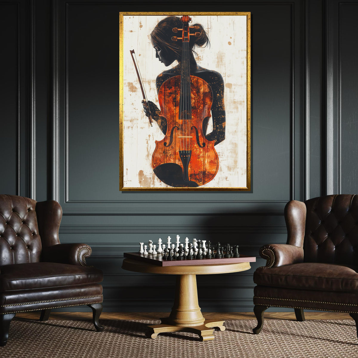 Elegant Woman Cello Canvas, Musical Art Portrait, Feminine Wall Decor, Classical Instrument Artwork, Musical Art, Ready to Hang Design