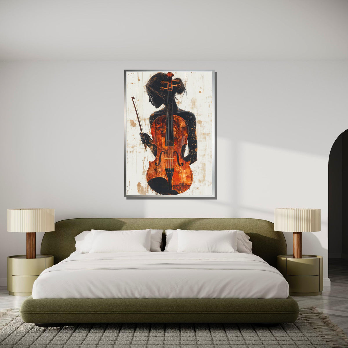 Elegant Woman Cello Canvas, Musical Art Portrait, Feminine Wall Decor, Classical Instrument Artwork, Musical Art, Ready to Hang Design